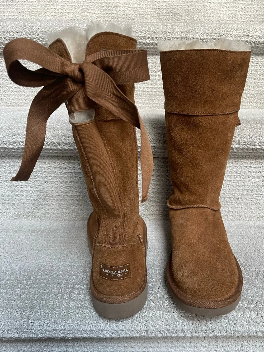 Koolaburra by UGG Womens Andrah Suede Faux Fur Boots Chestnut Size 7 Winter